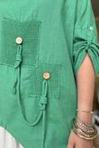 Linen Blend Quirky Top Emerald
